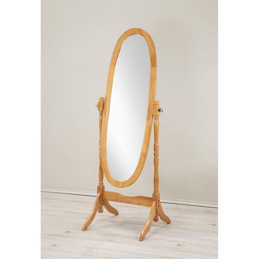 Traditional Queen Anna Style Wood Floor Cheval Mirror, Oak Finish - Streamdale Furniture