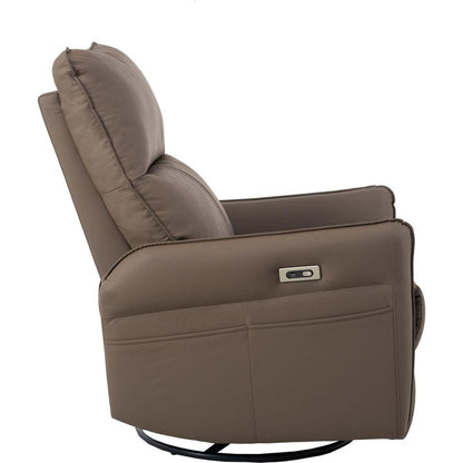 270 Power Swivel Rocker Recliner Chair, Electric Glider Reclining Sofa with USB Ports, Power Swivel Glider, Rocking Chair Nursery Recliners for Living Room Bedroom(Brown)