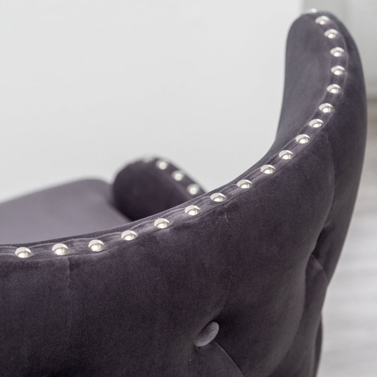 Lindale Contemporary Velvet Upholstered Nailhead Trim Accent Chair, Gray