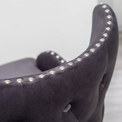 Lindale Contemporary Velvet Upholstered Nailhead Trim Accent Chair, Gray