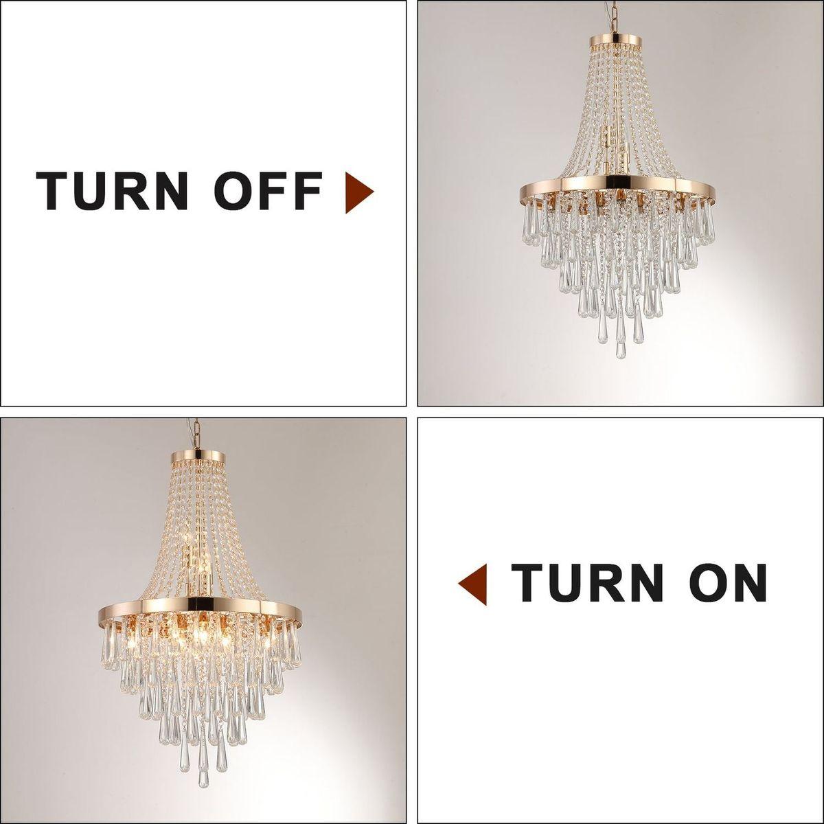 Gold Crystal Chandeliers,Large Contemporary Luxury Ceiling Lighting for Living Room Dining Room Bedroom Hallway (Bulbs Not Included)