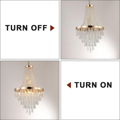 Gold Crystal Chandeliers,Large Contemporary Luxury Ceiling Lighting for Living Room Dining Room Bedroom Hallway (Bulbs Not Included)