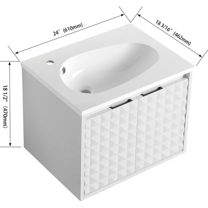 24 Inch Wall Mounted Bathroom Vanity With SInk, Soft Close Doors, For Small Bathroom (KD-PACKING)