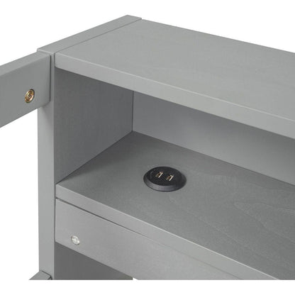 Twin XL Wood Daybed with 2 Trundles, 3 Storage Cubbies, 1 Light for Free and USB Charging Design, Gray