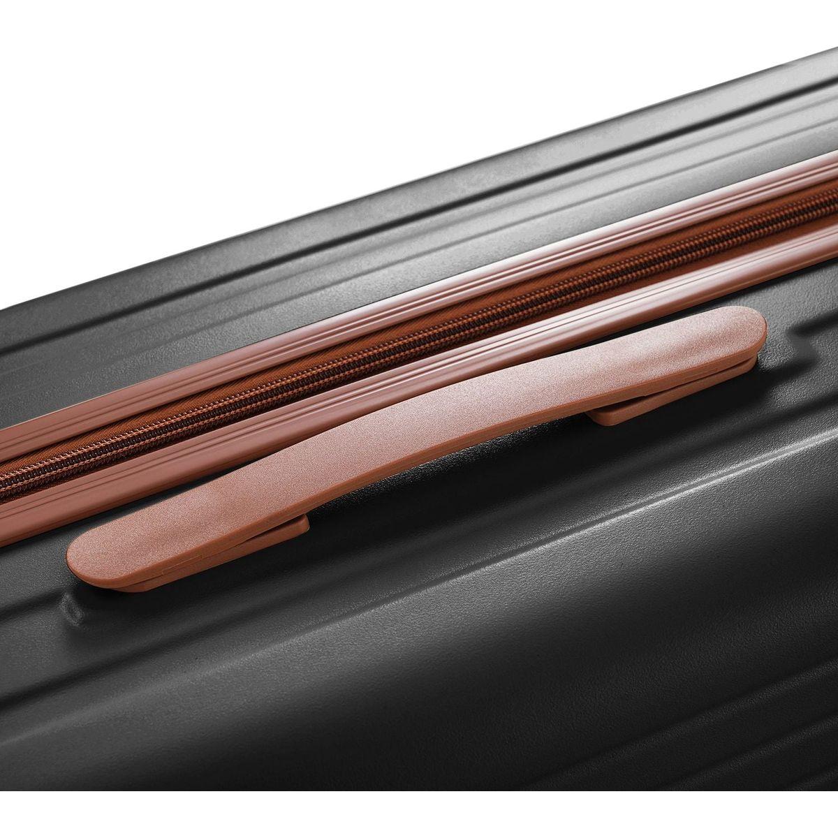 Front Opening 20-Inch Carry-On Luggage with Expandable Travel Bag Set, ABS Hard Shell Two-piece suitcase set with USB Port, Cup Holder, black and brown