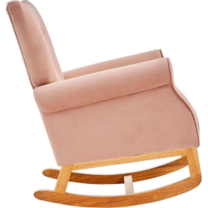 Baby Room High Back Rocking Chair Nursery Chair, Comfortable Rocker Fabric Padded Seat, Modern High Back Armchair