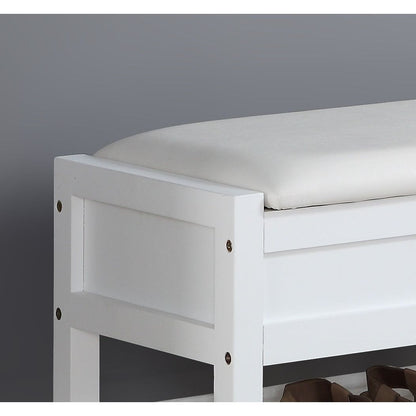 Rouen Seating Bench with Shoe Storage, White