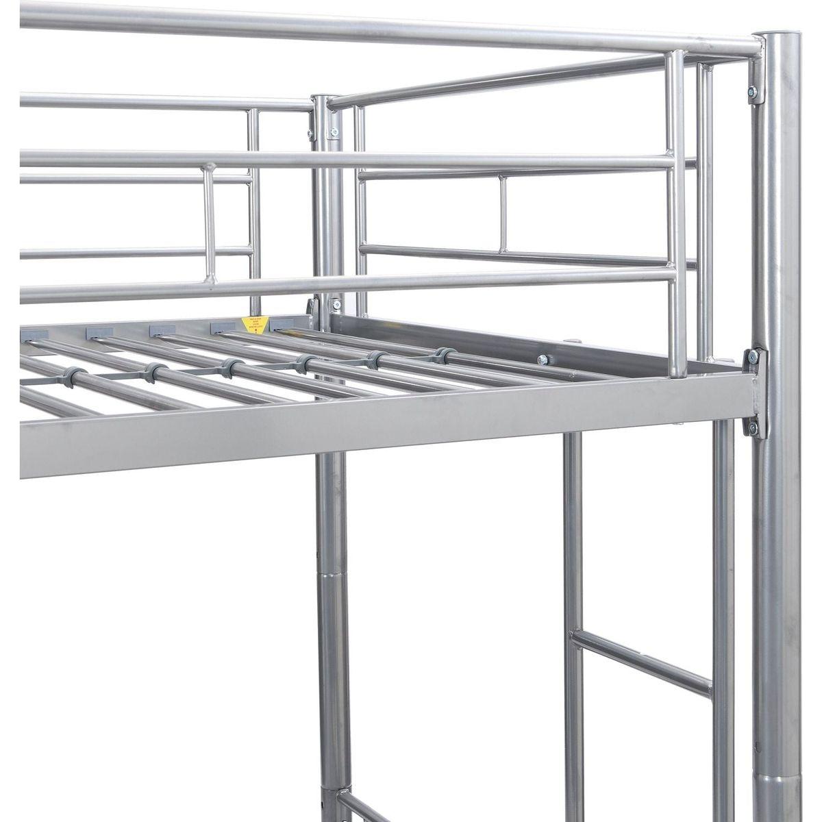METAL BUNK BED WITH TRUNDLE SILVER
