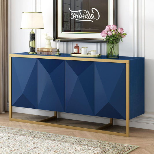 U_STYLE Mahogany Veneer Modern Sideboard with Unique Metal Legs,Suitable for Study,Entryway, Hallway, Living Room, Foyer