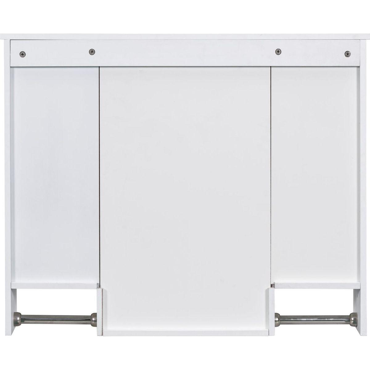 35" x 28" Modern Wall Mounted Bathroom Storage Cabinet, Bathroom Wall Cabinet with Mirror, Medicine Cabinet with Towels Bar