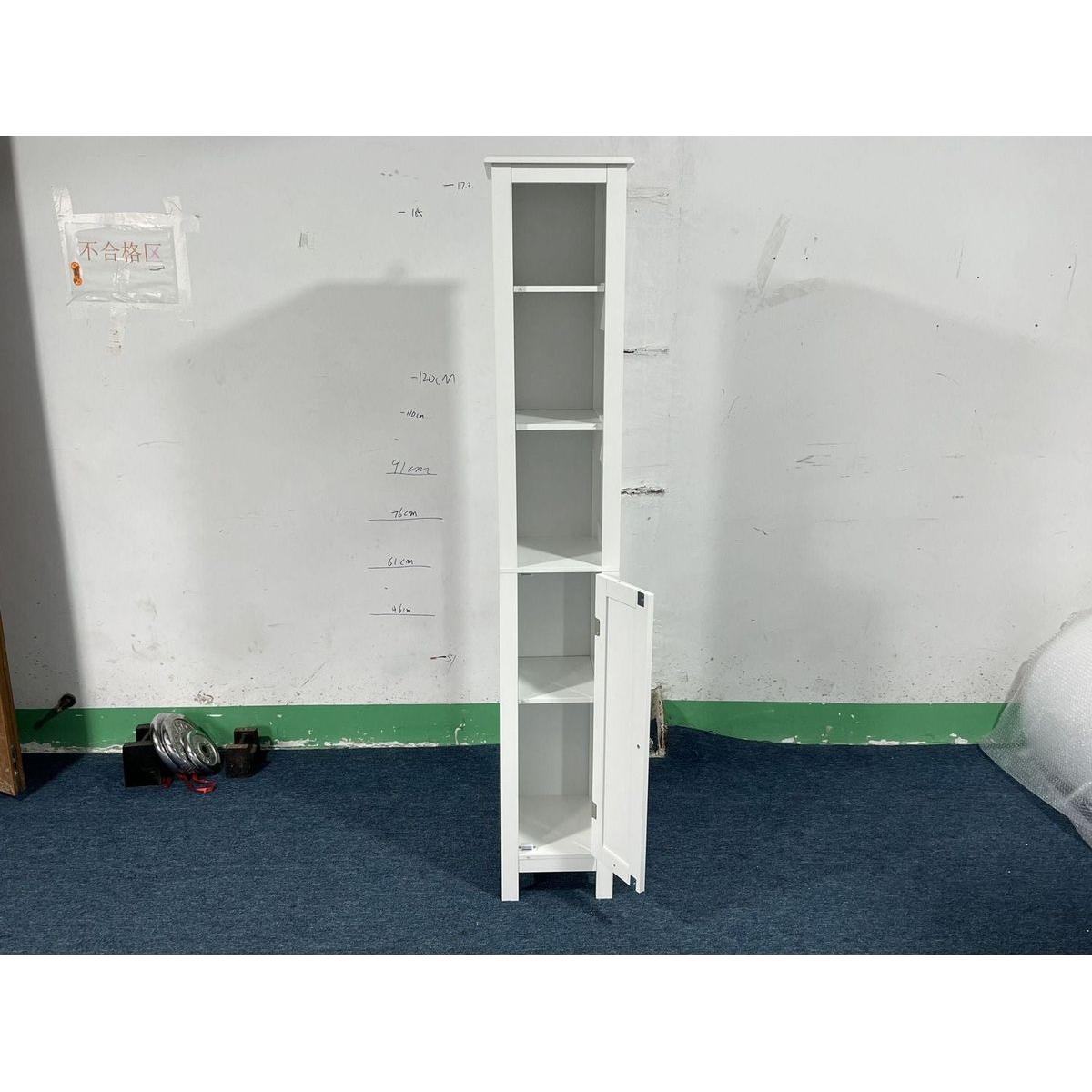 66.92" Tall Bathroom Storage Cabinet with Adjustable Shelves,1 Doors Freestanding Cabinet with Anti-Tip, Open compartments, for Home, Small Spaces, Bathroom,Kitchen, Living Room, White