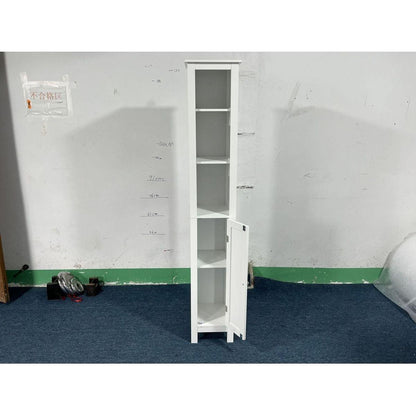 66.92" Tall Bathroom Storage Cabinet with Adjustable Shelves,1 Doors Freestanding Cabinet with Anti-Tip, Open compartments, for Home, Small Spaces, Bathroom,Kitchen, Living Room, White