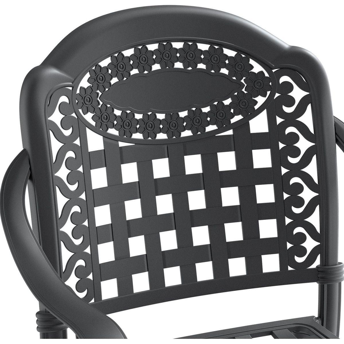 Cast Aluminum Patio Dining Chair 2PCS With Black Frame and Cushions In Random Colors
