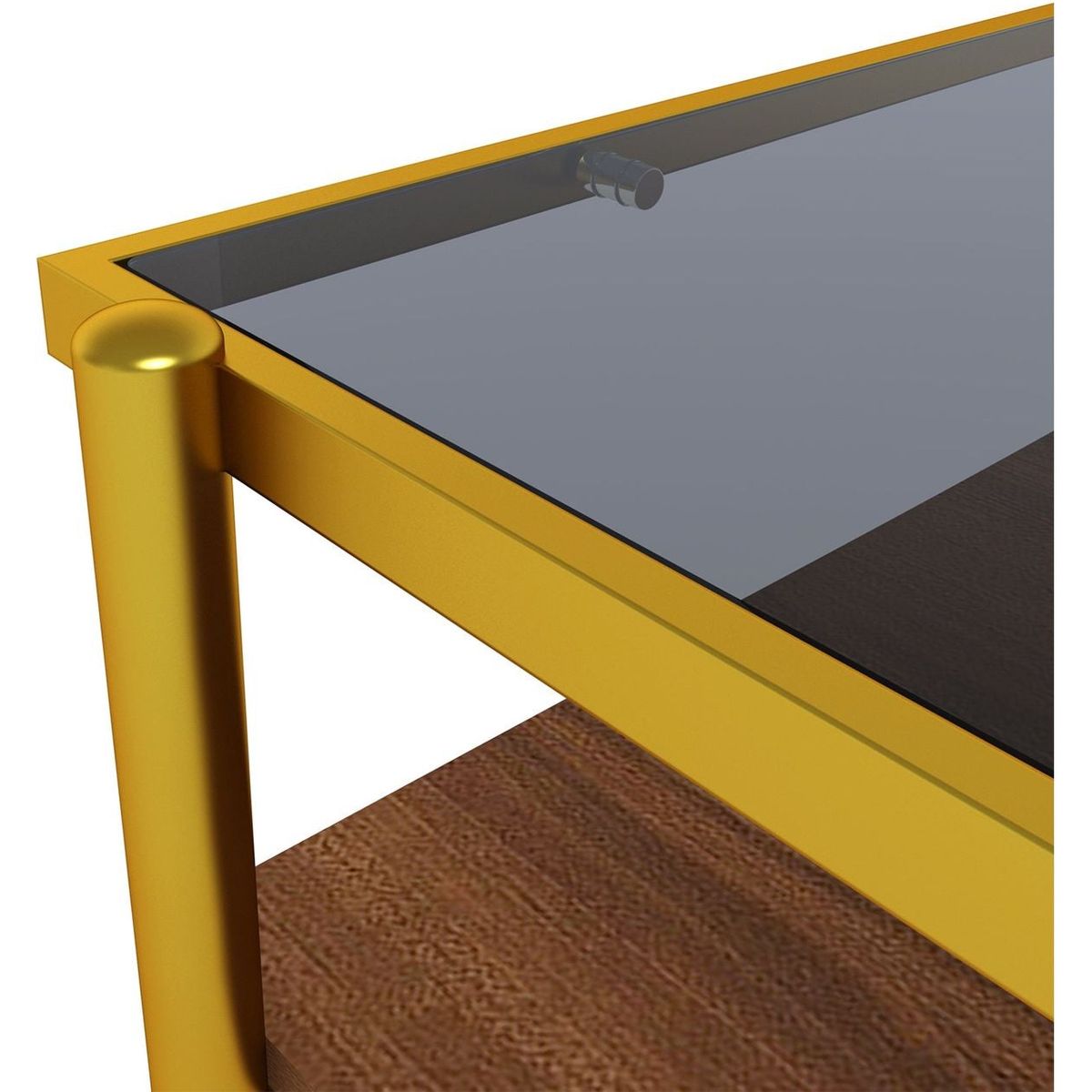 Rectangle Coffee Table with Gray Tempered Glass top and Golden Legs, Modern Table for Living Room