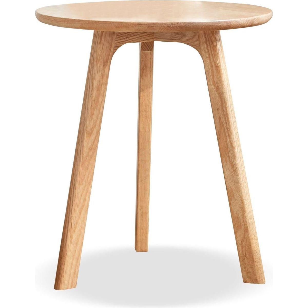 Round End Table- Small End Table Side Table Coffee Table Bedside Table Night Stand for Living Room Bedroom & Balcony, 100% Natural Solid Oak Wood Easy to Assemble