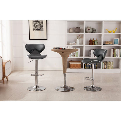 Masaccio Upholstery Airlift Adjustable Swivel Barstool with Chrome Base, Set of 2, Grey