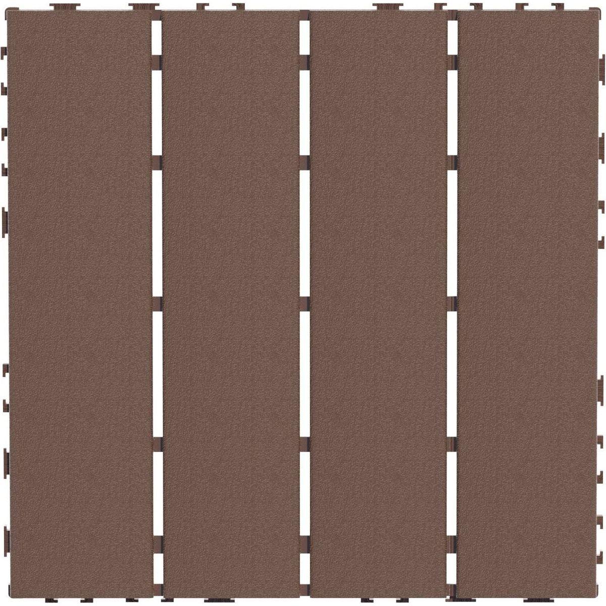 Plastic Interlocking Deck Tiles,44 Pack Patio Deck Tiles,12"x12" Square Waterproof Outdoor All Weather Use, Patio Decking Tiles for Poolside Balcony Backyard, Brown