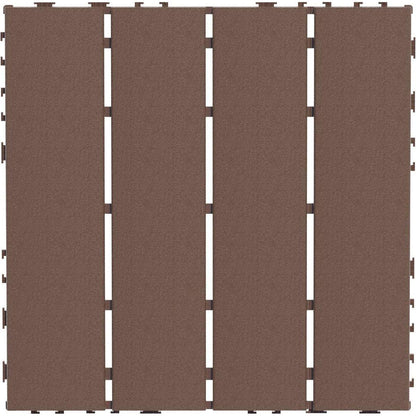 Plastic Interlocking Deck Tiles,44 Pack Patio Deck Tiles,12"x12" Square Waterproof Outdoor All Weather Use, Patio Decking Tiles for Poolside Balcony Backyard, Brown