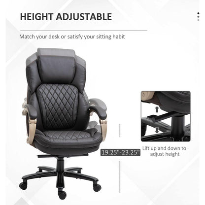 Vinsetto Big and Tall Executive Office Chair with Wide Seat, Computer Desk Chair with High Back Diamond Stitching, Adjustable Height & Swivel Wheels, Brown