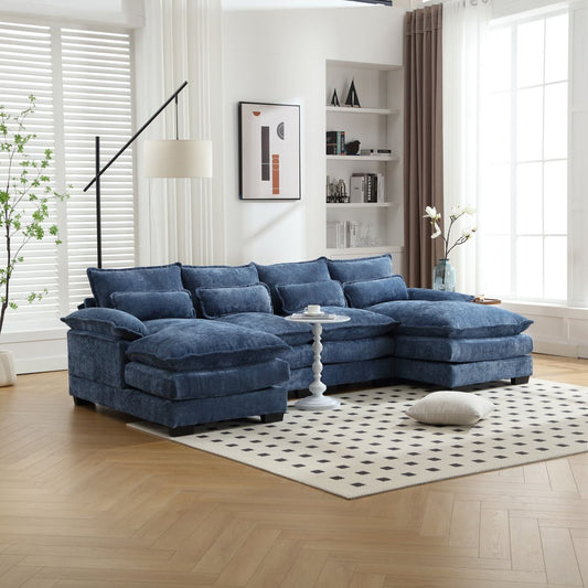 UNITED WE WIN Modern Large chenille Fabric U-Shape Sectional Sofa