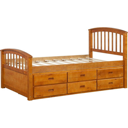 Twin Size Platform Storage Bed Solid Wood Bed with 6 Drawers