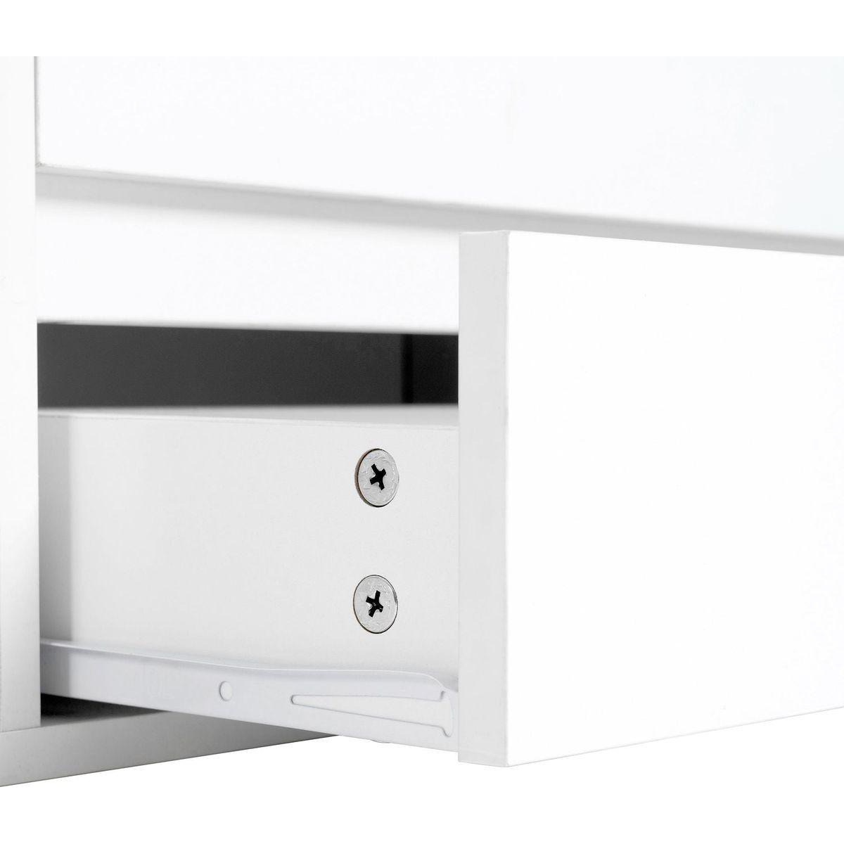 Modern APP Controlled LED TV Stand for TVs Up to 105", Faux Marble Tabletop Media Console with Tempered Glass Doors, Entertainment Center with 2 Drawers & Cabinets for Living Room, White