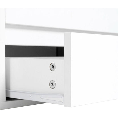 Modern APP Controlled LED TV Stand for TVs Up to 105", Faux Marble Tabletop Media Console with Tempered Glass Doors, Entertainment Center with 2 Drawers & Cabinets for Living Room, White