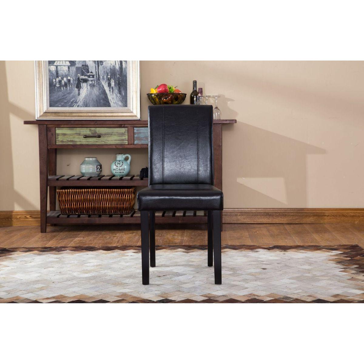 Urban Style Solid Wood Leatherette Padded Parson Chair, Black, Set of 2