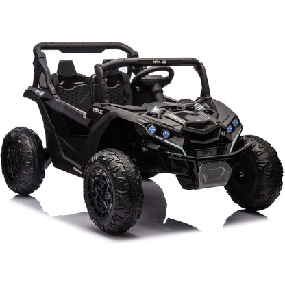 24V Two-Seater Kids Ride On UTV W/Parents Remote Control,Four-Wheel Suspension,Slow Start,Large wheel design,Anti-collision bar,Storage space,Music,USB,Bluetooth,Volume control,LED lights for Kids 3+.