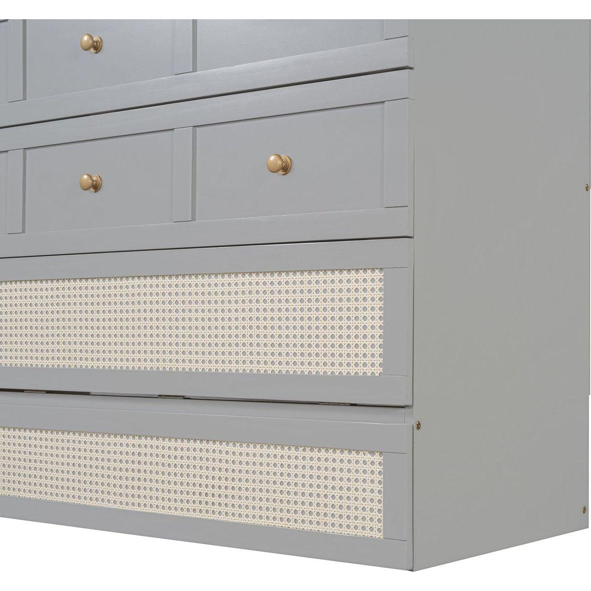 Full Size Murphy Bed with Large Drawers,Gray