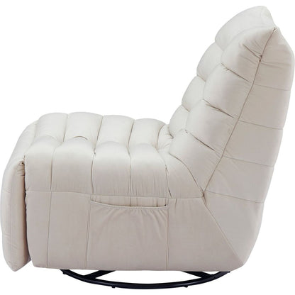 Lazy Chair, Rotatable Modern Lounge with a Side Pocket, Leisure Upholstered Sofa Chair, Reading Chair for Small Space