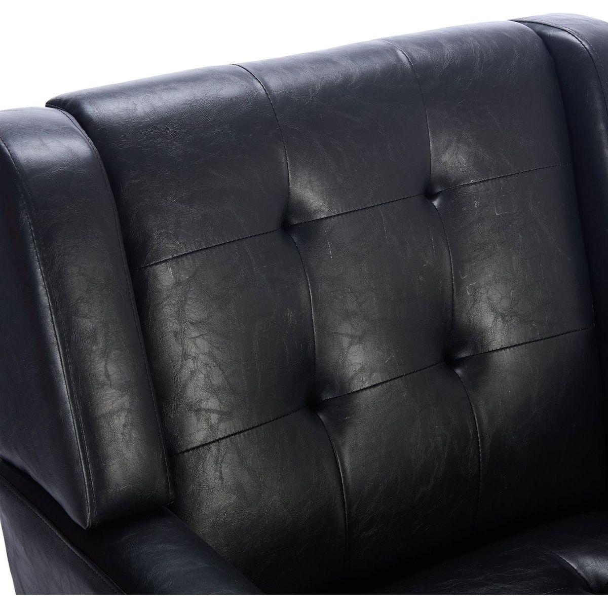 Modern Soft Leather Material Ergonomics Accent Chair Living Room Chair Bedroom Chair Home Chair With Black Legs For Indoor Home-Black PU