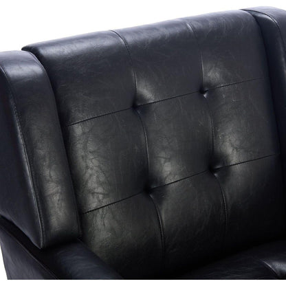 Modern Soft Leather Material Ergonomics Accent Chair Living Room Chair Bedroom Chair Home Chair With Black Legs For Indoor Home-Black PU