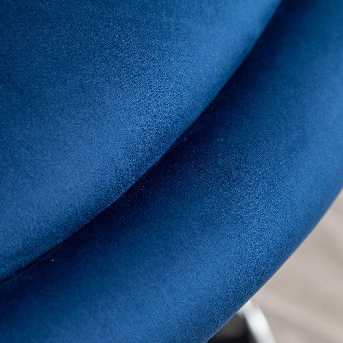 Noas Velvet Upholstered Tufted Back Swivel Accent Chair, Blue