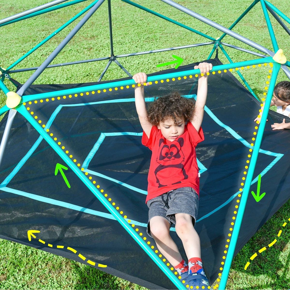 12ft Geometric Dome Climber Play Center, Kids Climbing Dome Tower with Hammock, Rust & UV Resistant Steel Supporting 1000 LBS