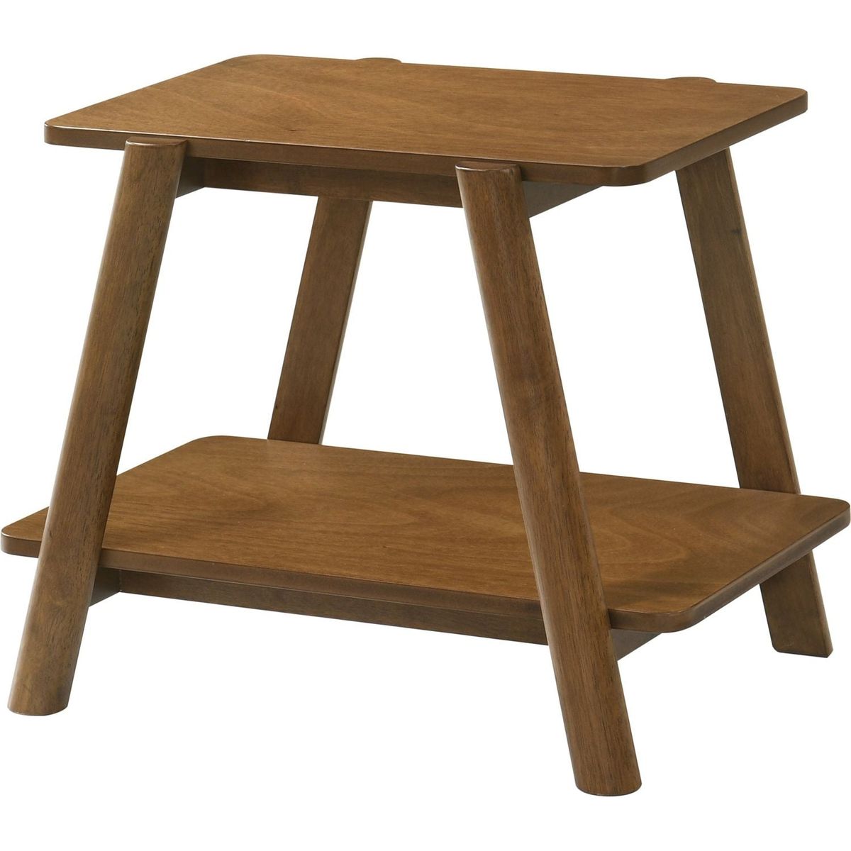 Metz Mid-Century Modern Wood Shelf End Table, Walnut Finish