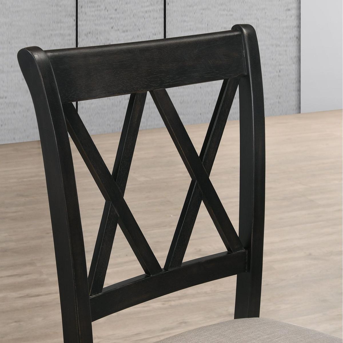 Arroyo 6-Piece Dining Set, Hairpin Dining Table with 4 Cross-back Chairs and Bench, Rich Black