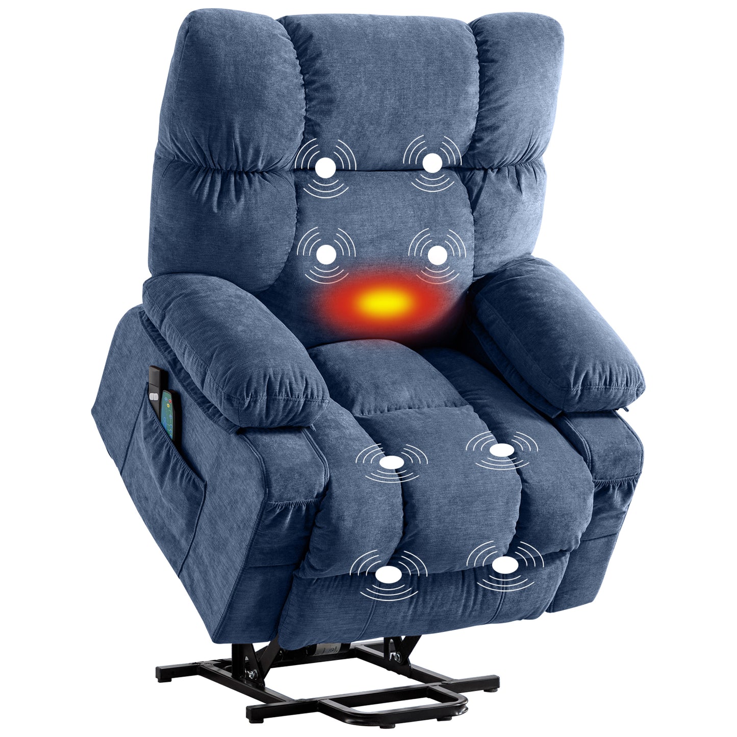 Power Lift Recliner Chair Recliners for Elderly with Heat and Massage Recliner Chair for Living Room with Infinite Position and Side Pocket,USB Charge Port,Blue