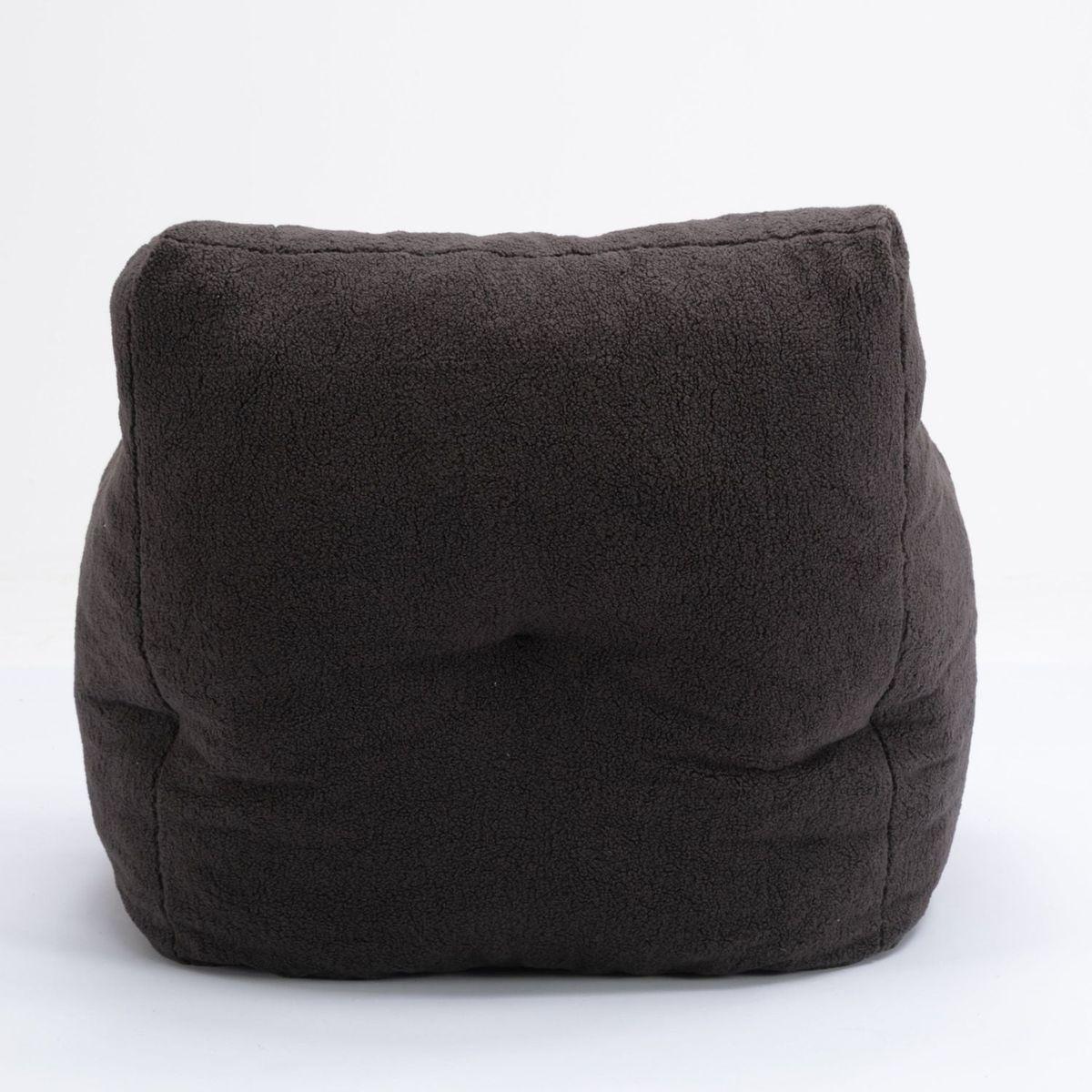 Soft Teddy Fabric Tufted Foam Bean Bag Chair With Teddy Fabric Dark Gray
