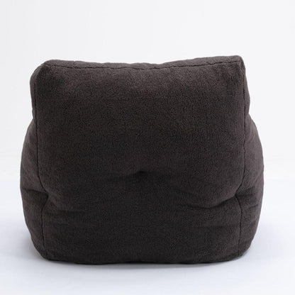Soft Teddy Fabric Tufted Foam Bean Bag Chair With Teddy Fabric Dark Gray
