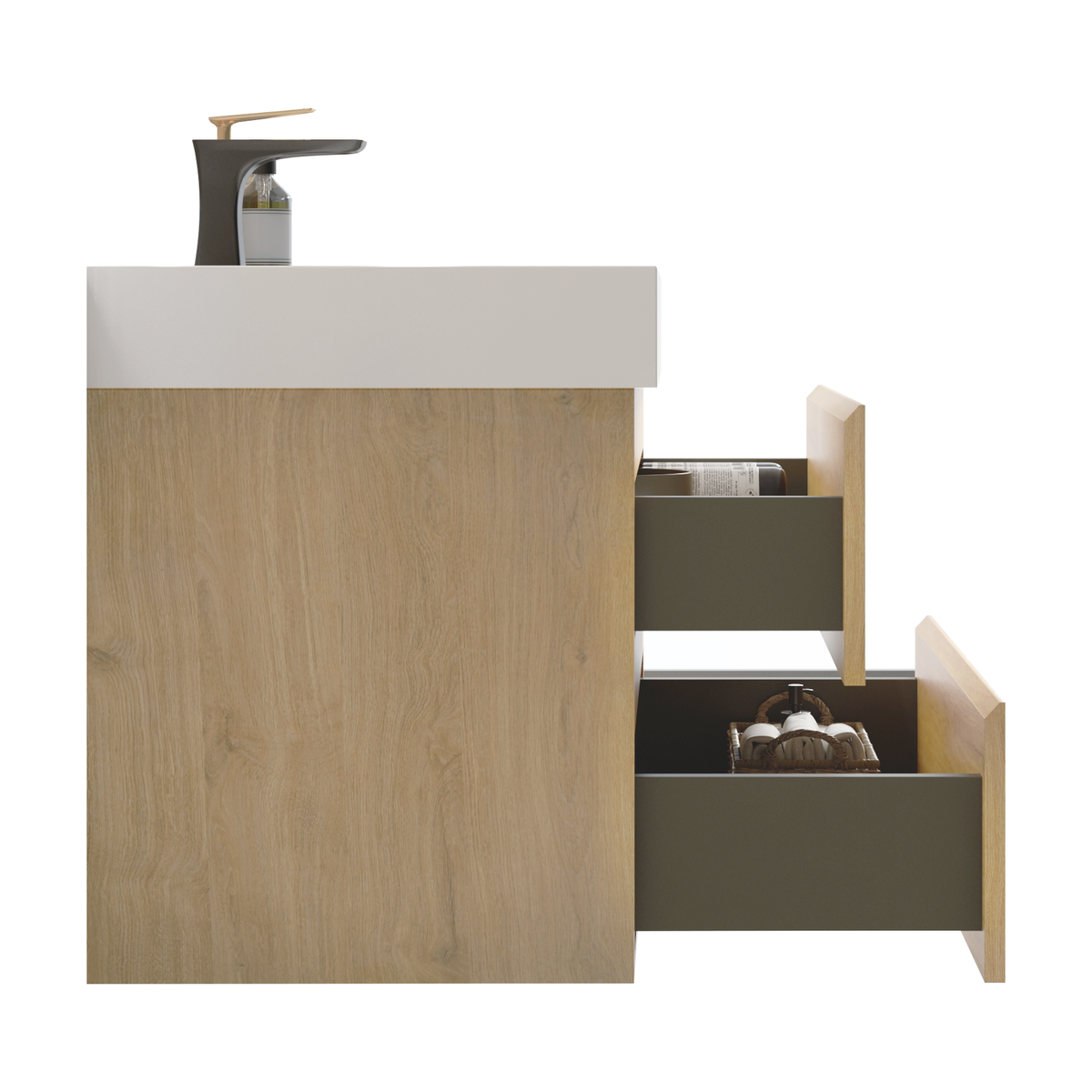 U041-Alice30-106 Alice 30" Natural Oak Bathroom Vanity with Sink, Large Storage Wall Mounted Floating Bathroom Vanity for Modern Bathroom, Pre-assembled