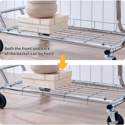 Double Clothing Garment Rack with Shelves Capacity 800lbs Clothing Racks on Wheels Rolling Clothes Rack for Hanging Clothes Heavy Duty Portable Collapsible Commercial Garment Rack
