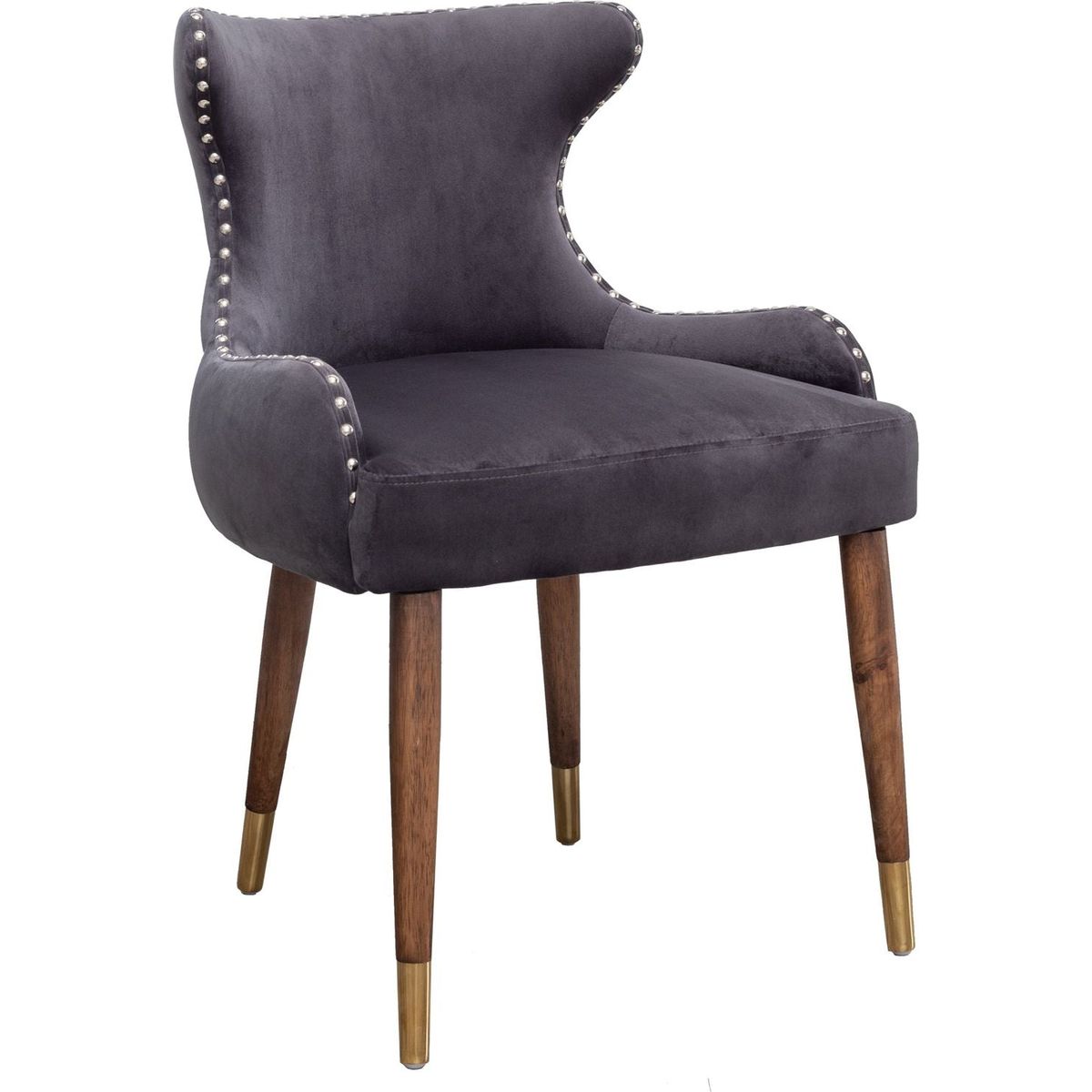 Lindale Contemporary Velvet Upholstered Nailhead Trim Accent Chair, Gray