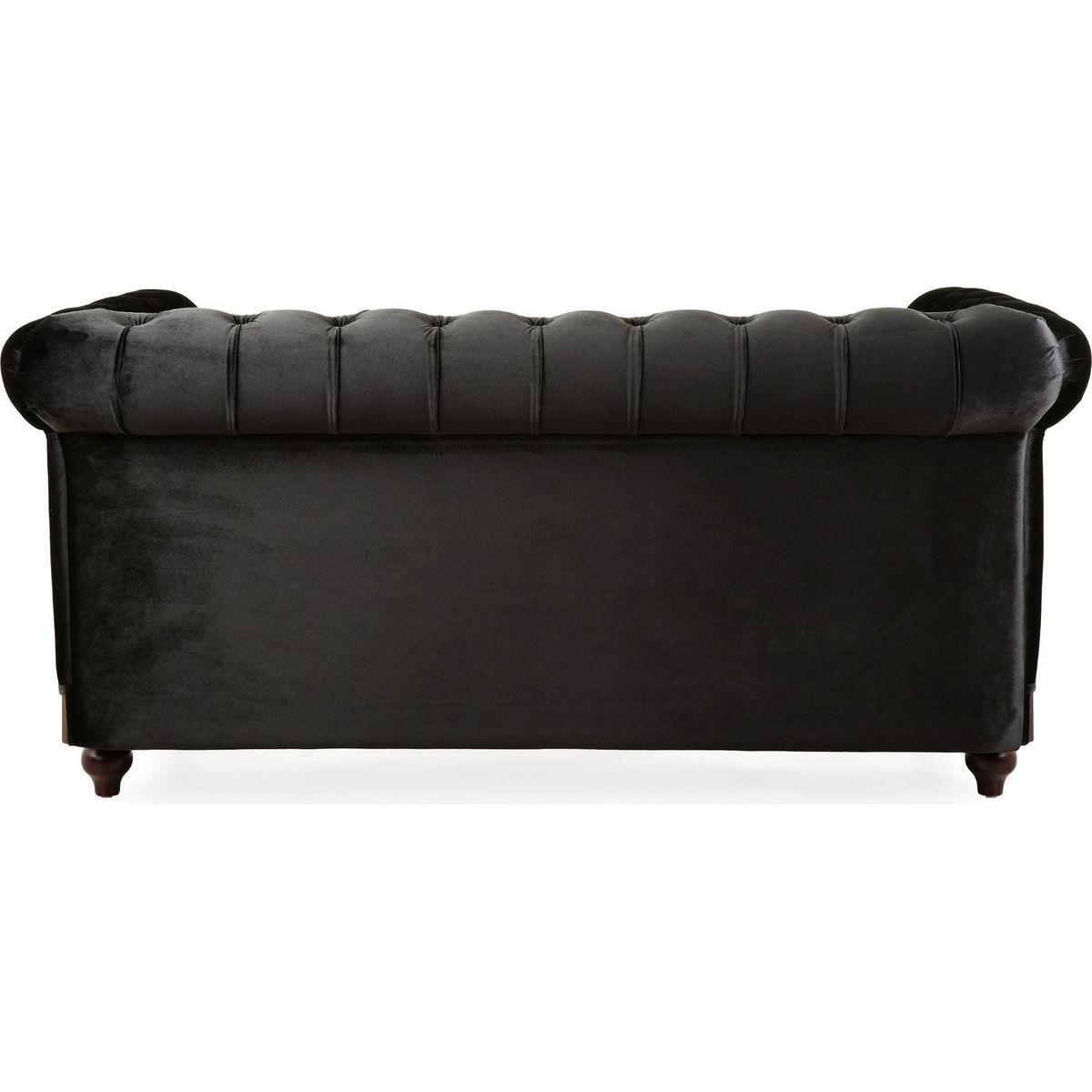 VIVALUX 59.44" Chesterfield Velvet Loveseat Sofa,2-Person Rolled Arm Dutch Plush Upholstered Sofa Couch with Tufted Button for Living Room, Bedroom, Small Places,Black