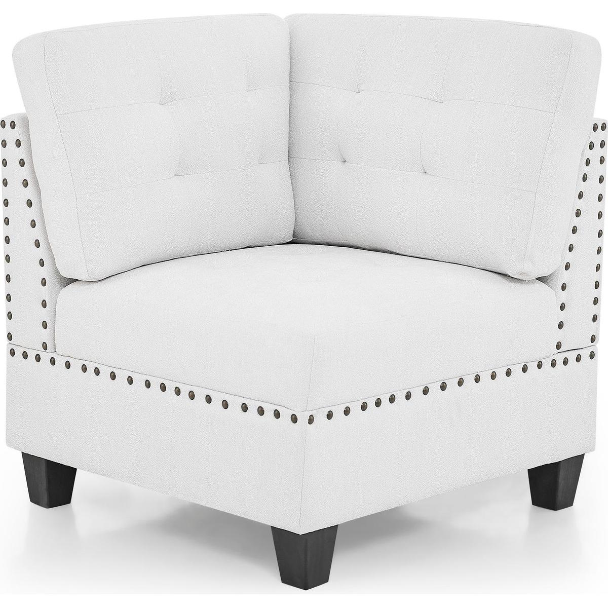 U shape Modular Sectional Sofa,DIY Combination,includes Two Single Chair, Two Corner and Two Ottoman,Ivory Chenille