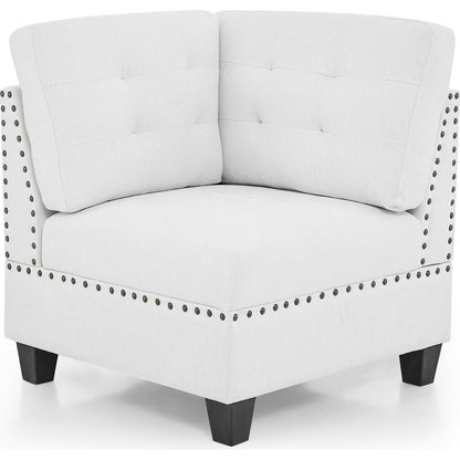 U shape Modular Sectional Sofa,DIY Combination,includes Two Single Chair, Two Corner and Two Ottoman,Ivory Chenille