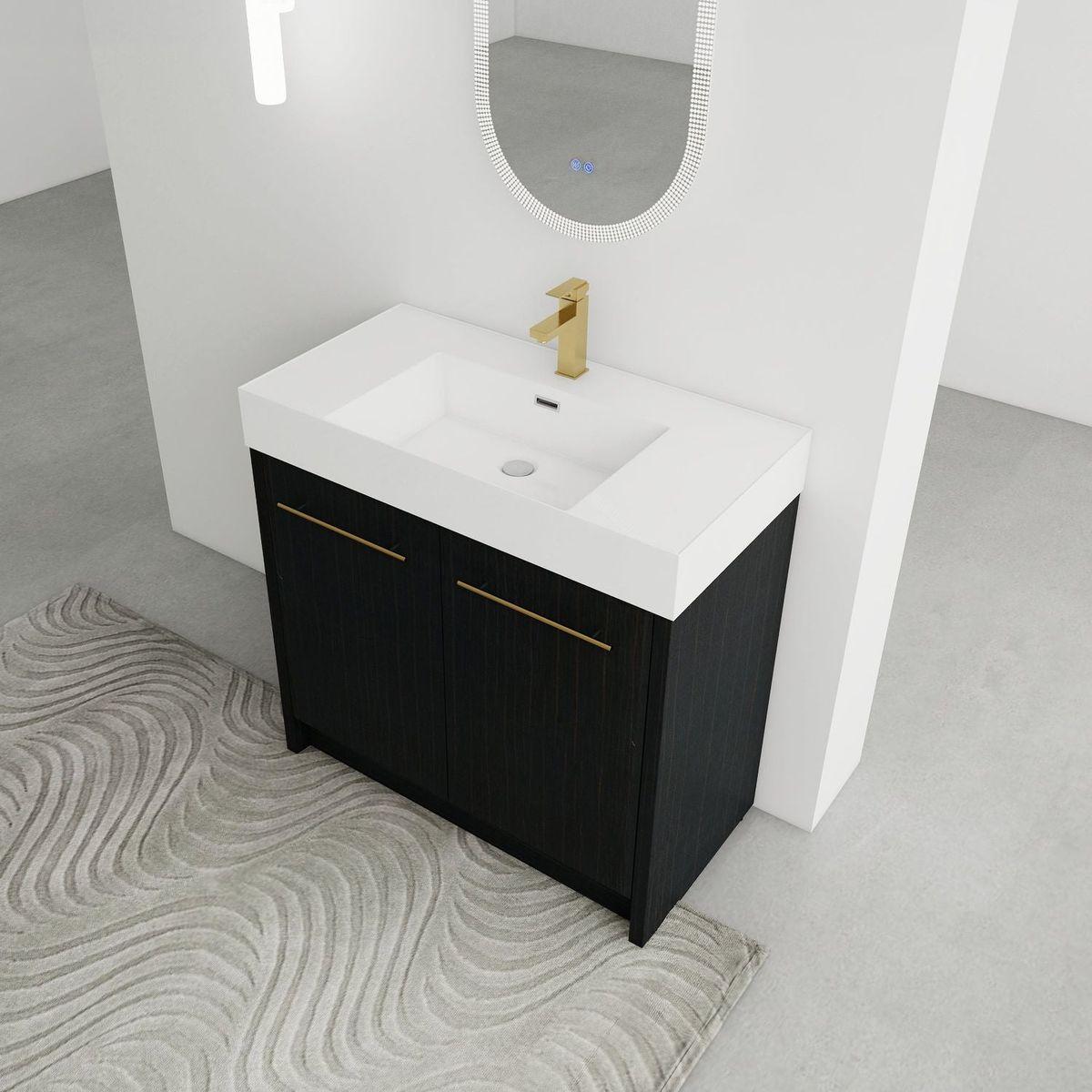 36 Inch Freestanding Bathroom Vanity with Resin Sink, With Soft Closing Door, KD-Package