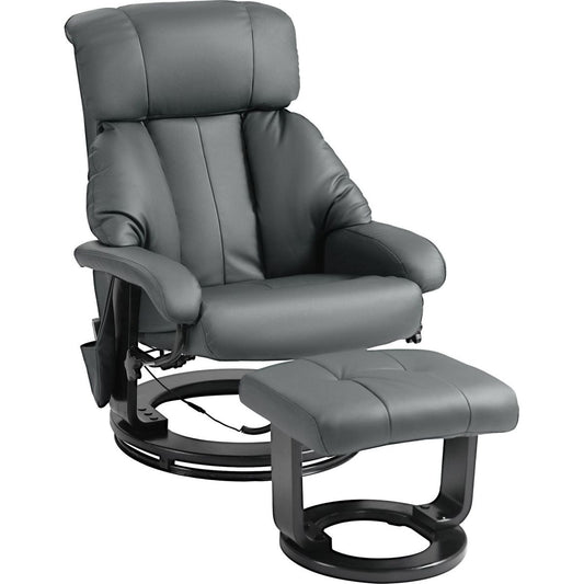 Massage Recliner Chair with Footstool, 360 Swivel Recliner, Gray