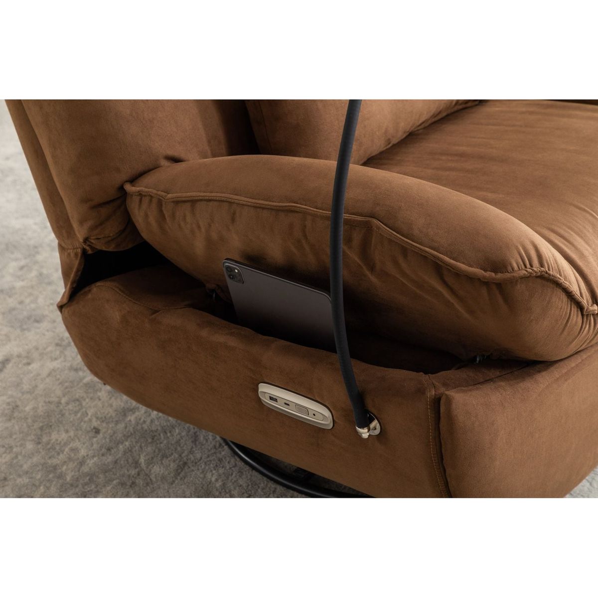 Power Recliner Swivel Glider USB Charger With Bluetooth Music Player Different Function Sleep Working Game and Leisure Model Grey