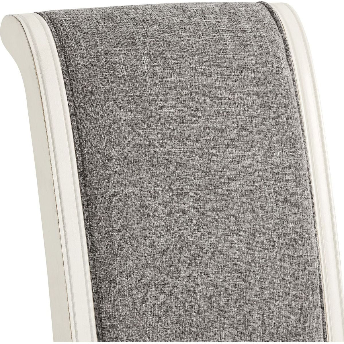 Belleza Antique White Solid Wood Upholstered Dining Chairs, Set of 2